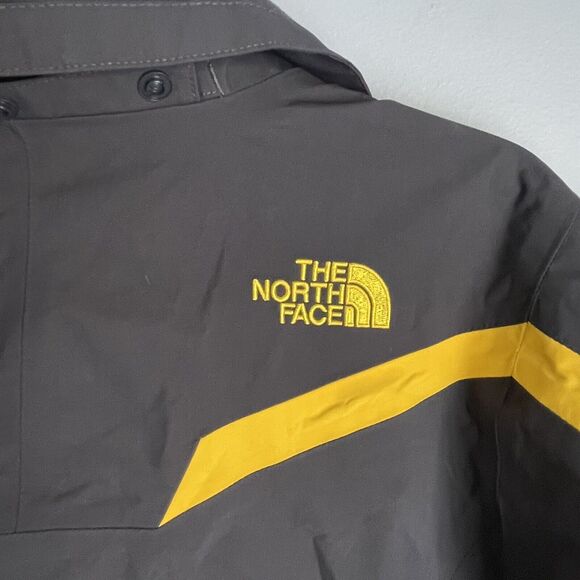 The North Face HyVent Jacket Size Youth Large 14/16 Nylon Full Zip Gray Yellow